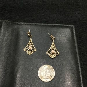 14k gold yellow dangling post earrings